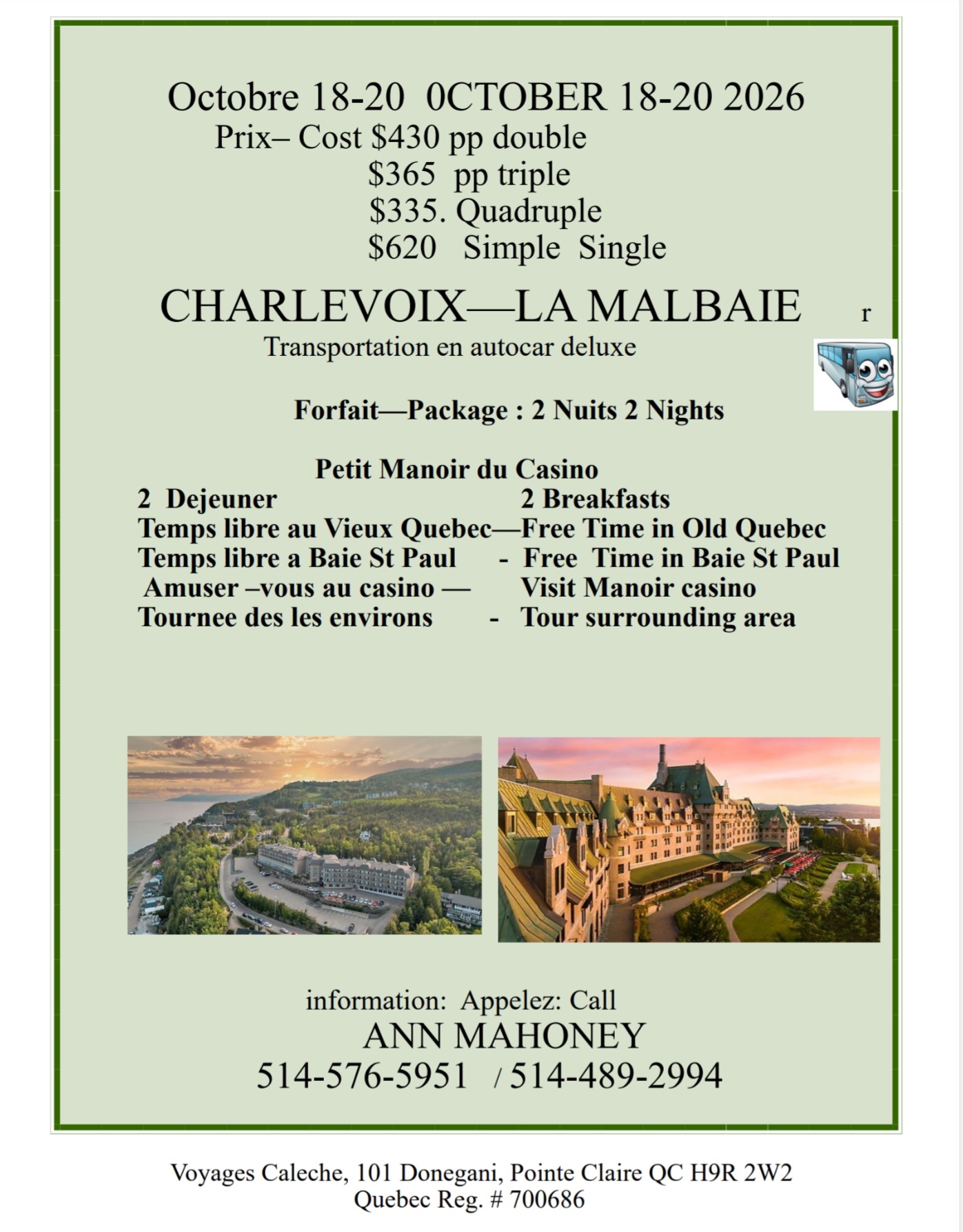 CHARLEVOIX—LA MALBAIE OCTOBRE 18 - 20, 2026